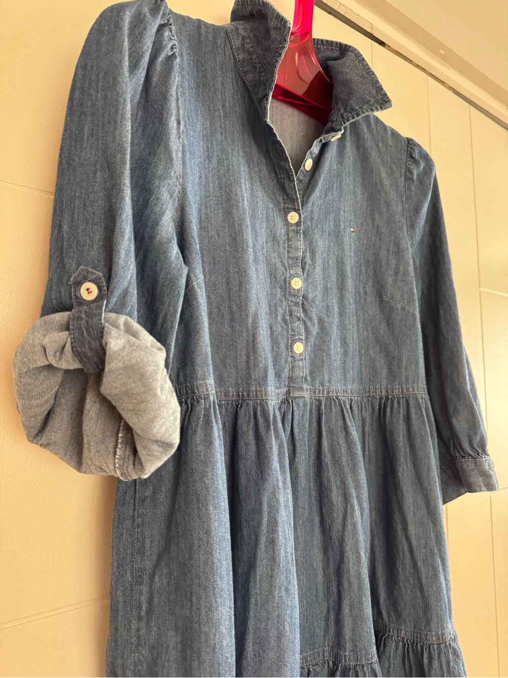 Tommy Hilfiger Blue Denim Tiered Button-Front Tunic Dress - Size 10